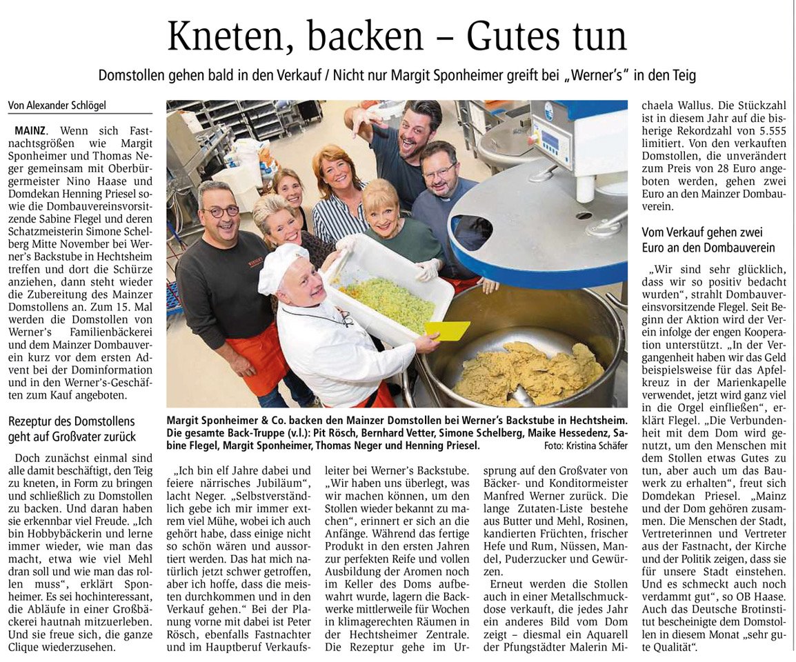 Zeitungsartikel mit der Headline „Kneten, backen – Gutes tun“